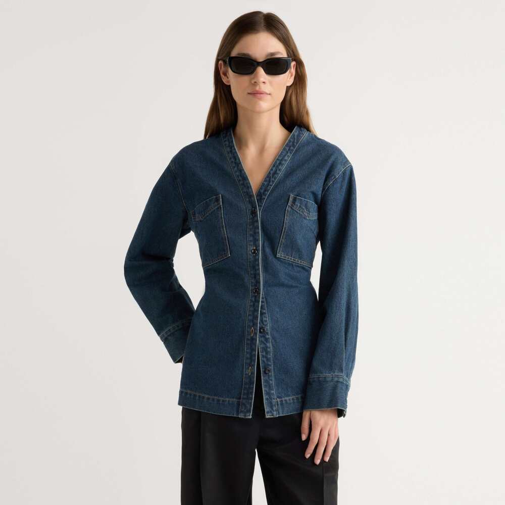 Modern Citizen Emmett Structured-Sleeve Denim Jacket Size MIndigo / M